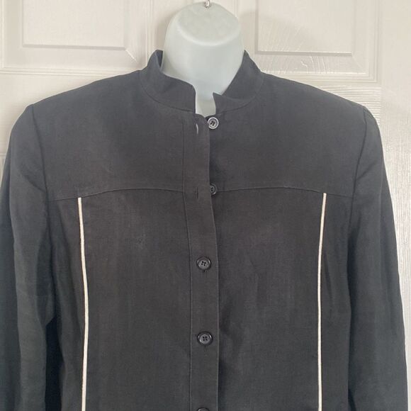 Ellen Tracy Company Women’s Black Linen Jacket Blazer Size 14 - Picture 5 of 16
